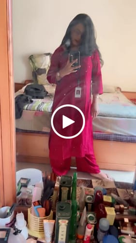 Customer video review of Maroon 2 piece Rayon Mukaish set