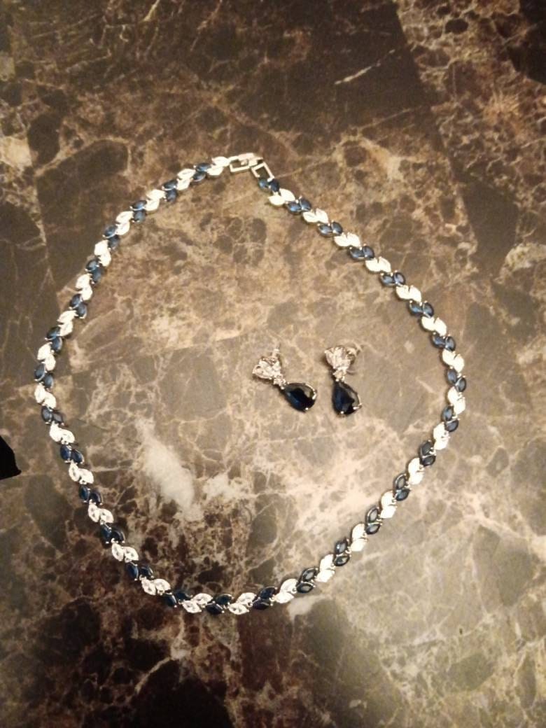 Customer photo review of Evelyn Sapphire Blue and Clear Jewelry Set