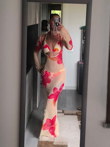 Customer photo review of Bikini Flowers beach giallo + copricostume