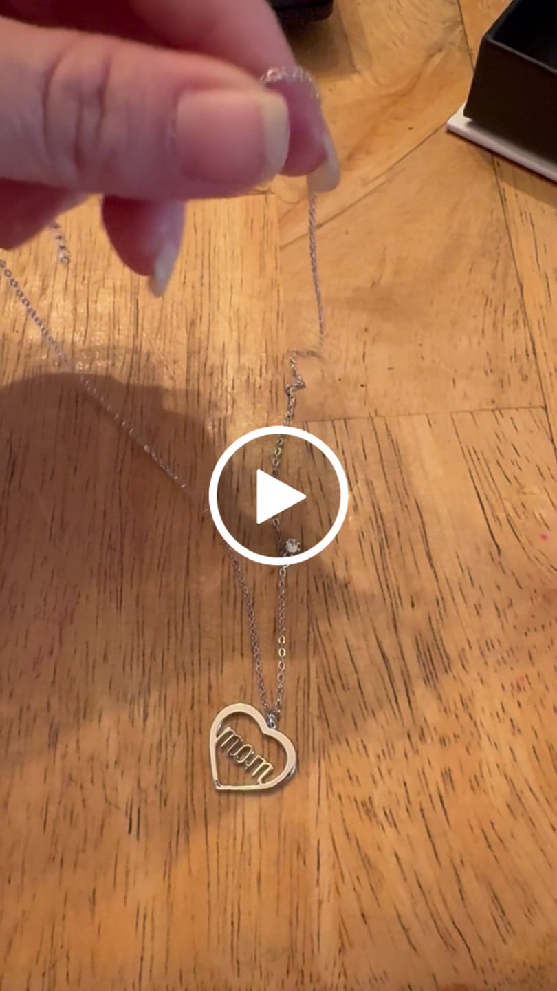 Customer video review of Melody 18k White Gold Plated Mom Heart Necklace with Swarovski Crystal