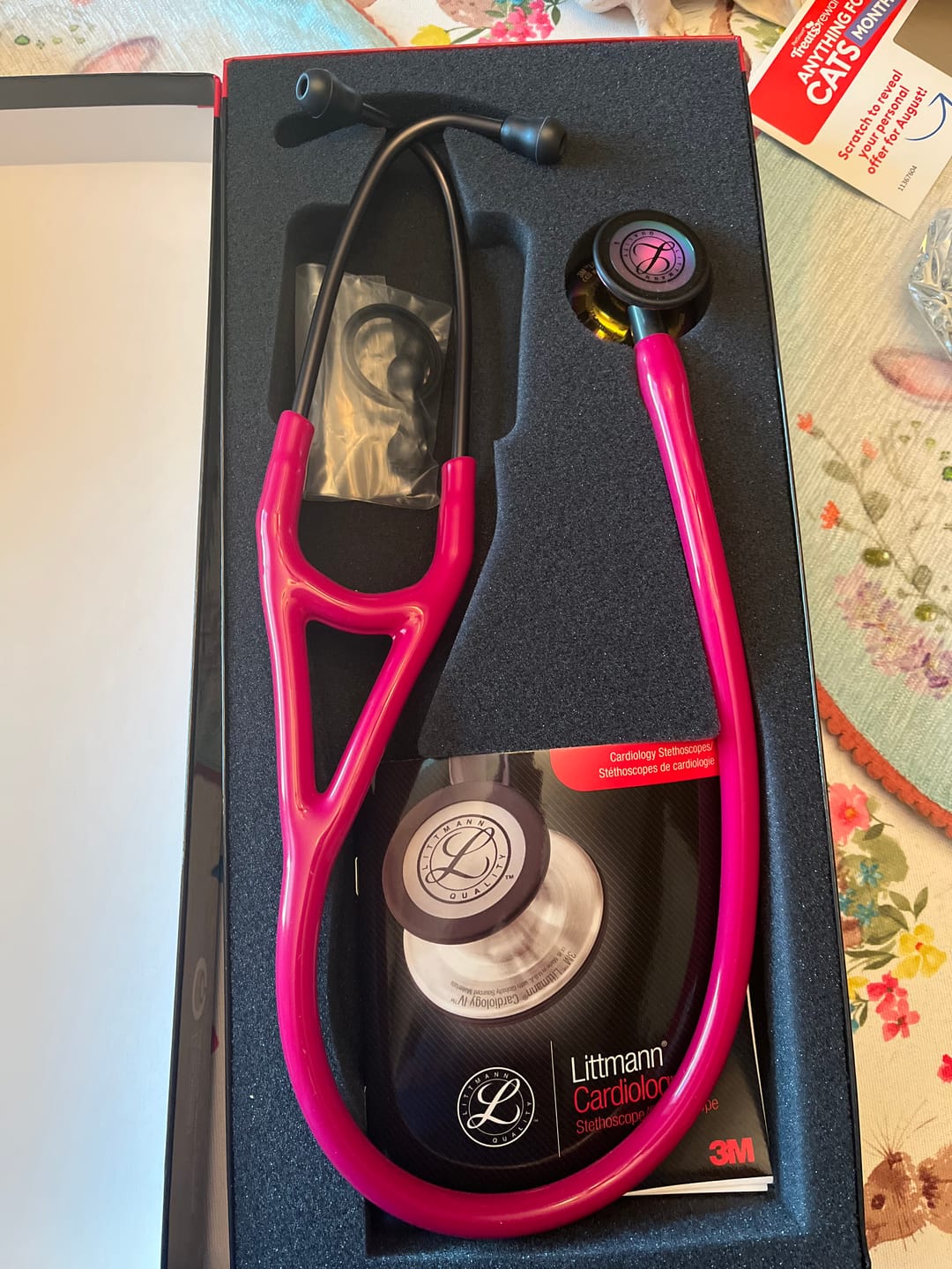 Customer photo review of Littmann Cardiology IV Diagnostic Stethoscope: Polished Rainbow & Raspberry - Smoke Stem 6241