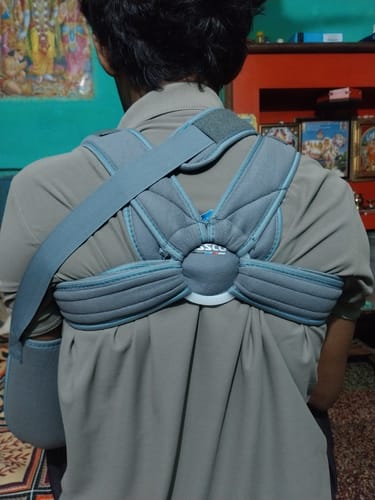 Customer photo review of Meek Clavicle Brace | Supports the Clavicle & Promotes Healing (Grey)