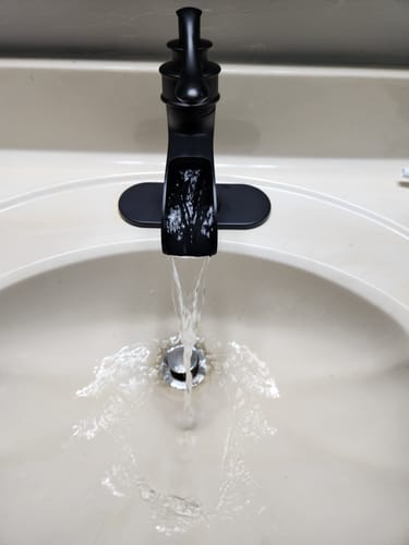 Customer photo review of Waterfall Single Hole Single-Handle Bathroom Faucet Black