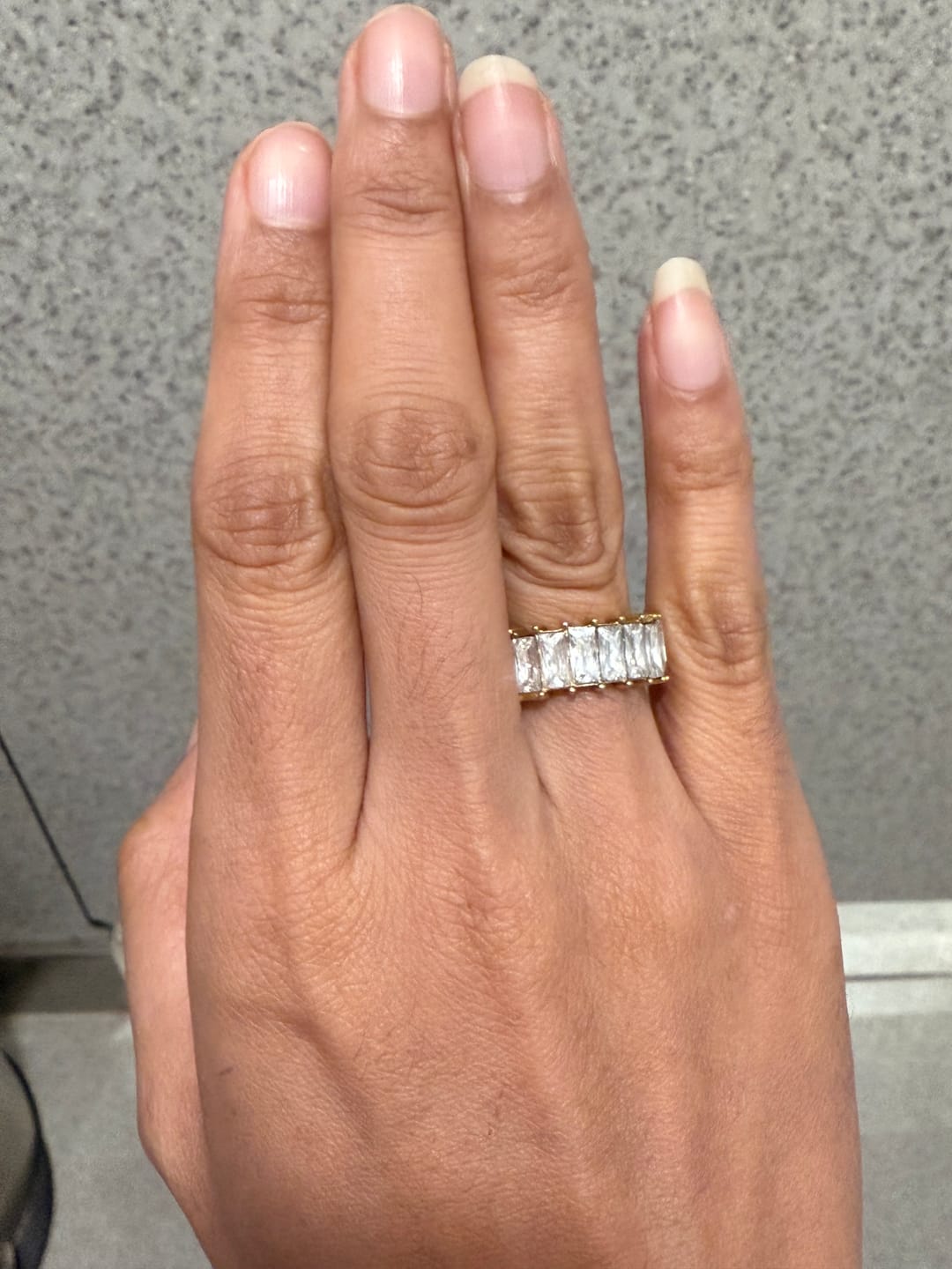 Customer photo review of Radiant White Stone Band Ring