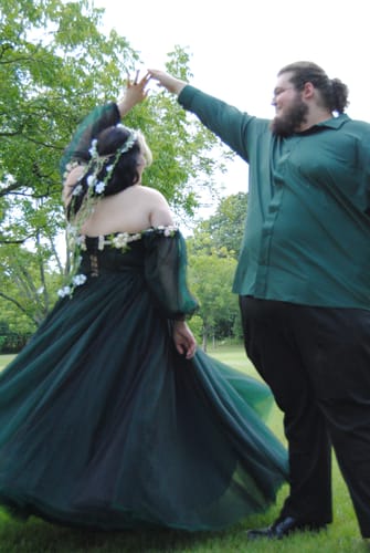 Customer photo review of Corset Off the Shoulder Long Sleeves Prom Dress