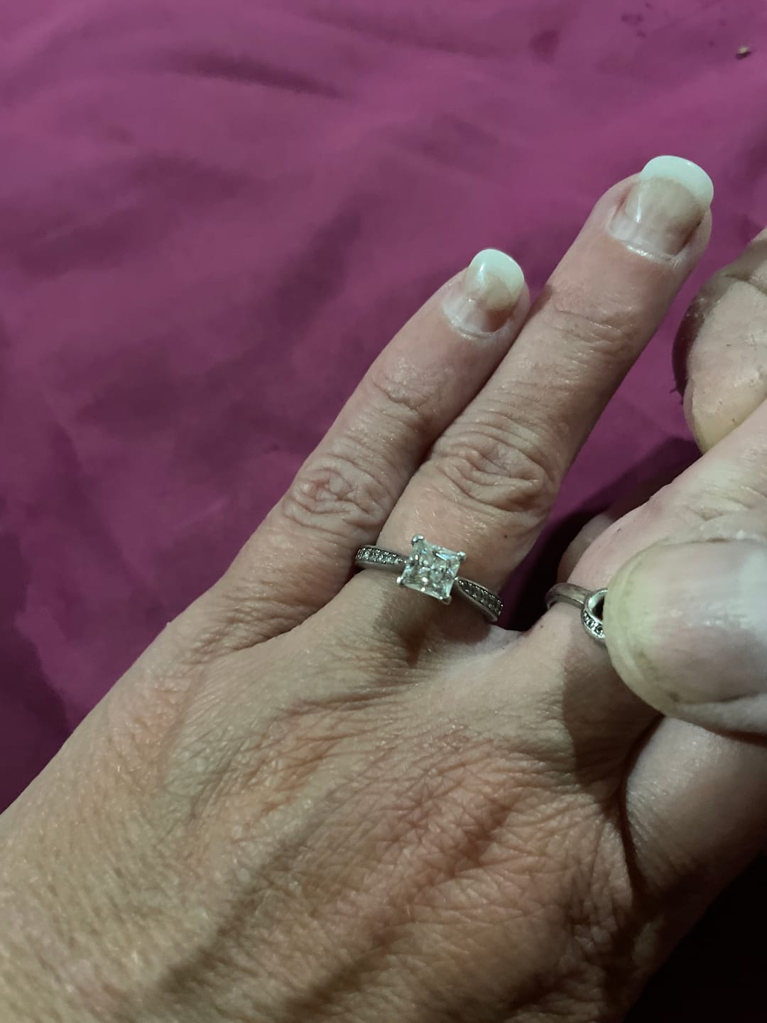 Customer photo review of Princess Cut Moissanite Channel Set Engagement Ring