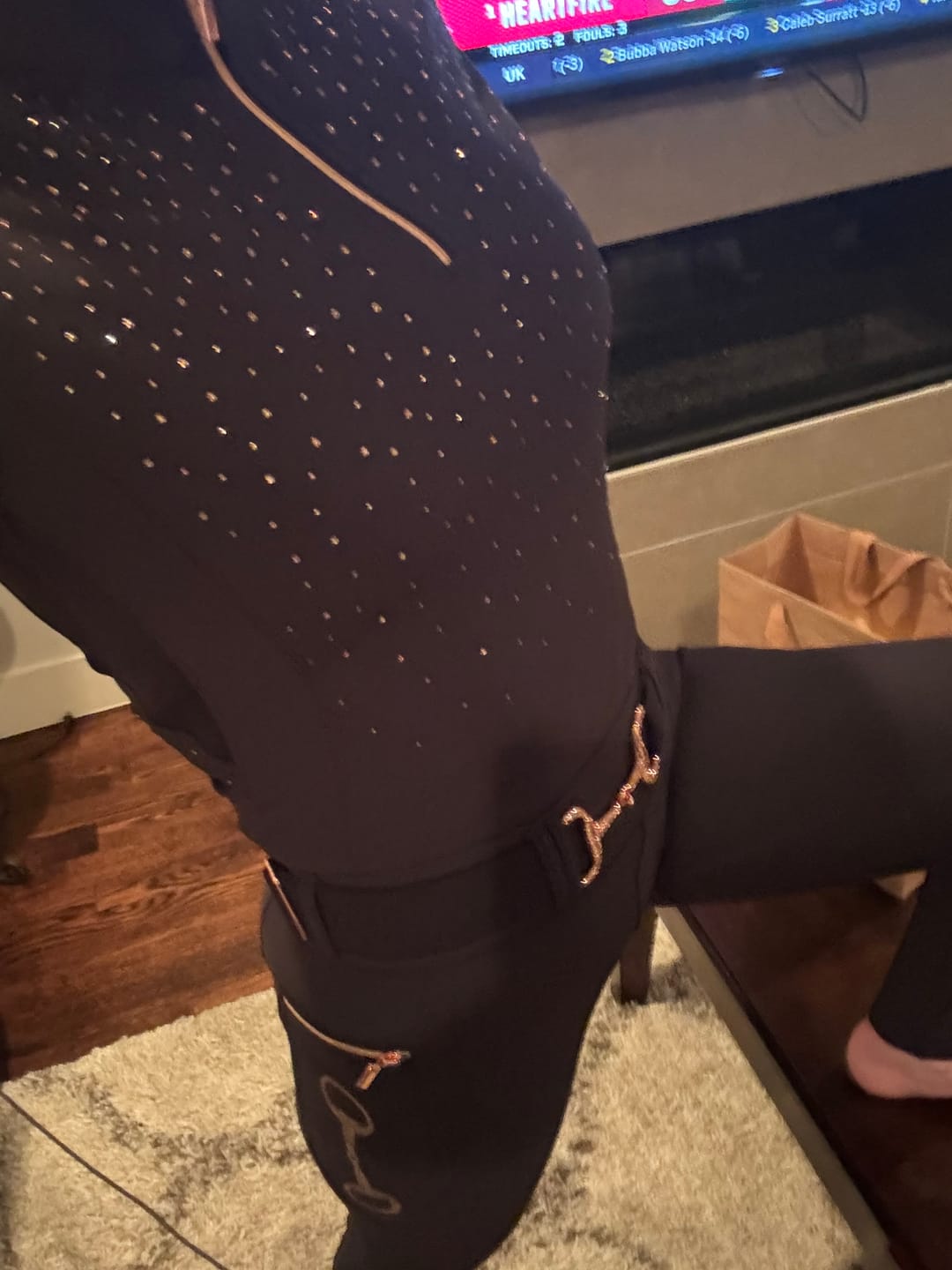 Customer photo review of KYLIE - BASE LAYER SHORT SLEEVE | BLACK ROSE GOLD CRYSTAL