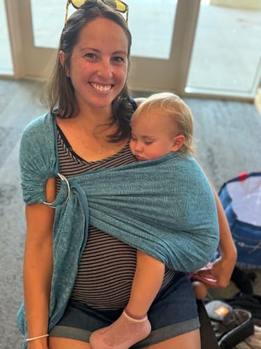 Customer photo review of Mystic Petrol 1975 DidySling Ring Sling by Didymos