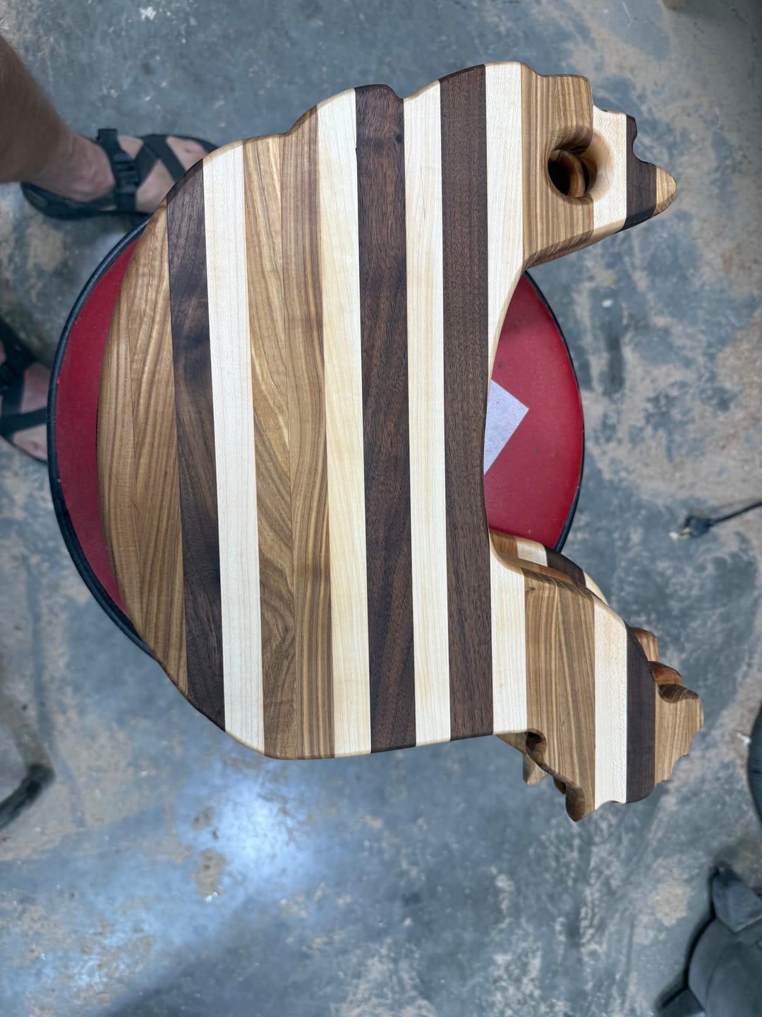 Customer photo review of 15.9x13.5" Chicken Shaped Serving Board Acrylic Router Template