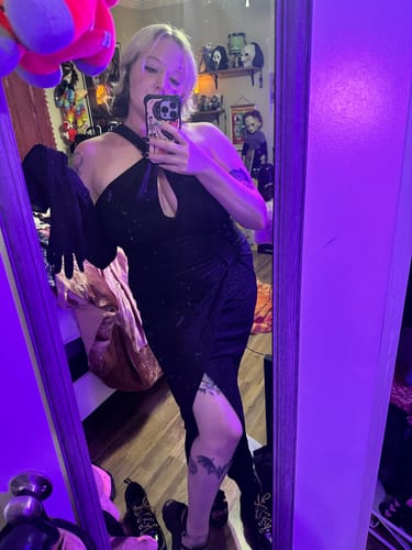 Customer photo review of Golden Era Gown and Glove Set in Black Sparkle - Vixen by Micheline Pitt