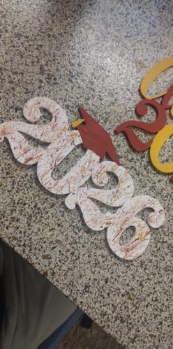 Customer photo review of Unfinished Wood 2026 Grad Cap Shape | DIY Craft Cutout | up to 46" DIY 8" / 1/8"