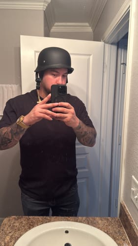 Customer photo review of Lightest German Style Mayan DOT Half Helmet - Matte Black