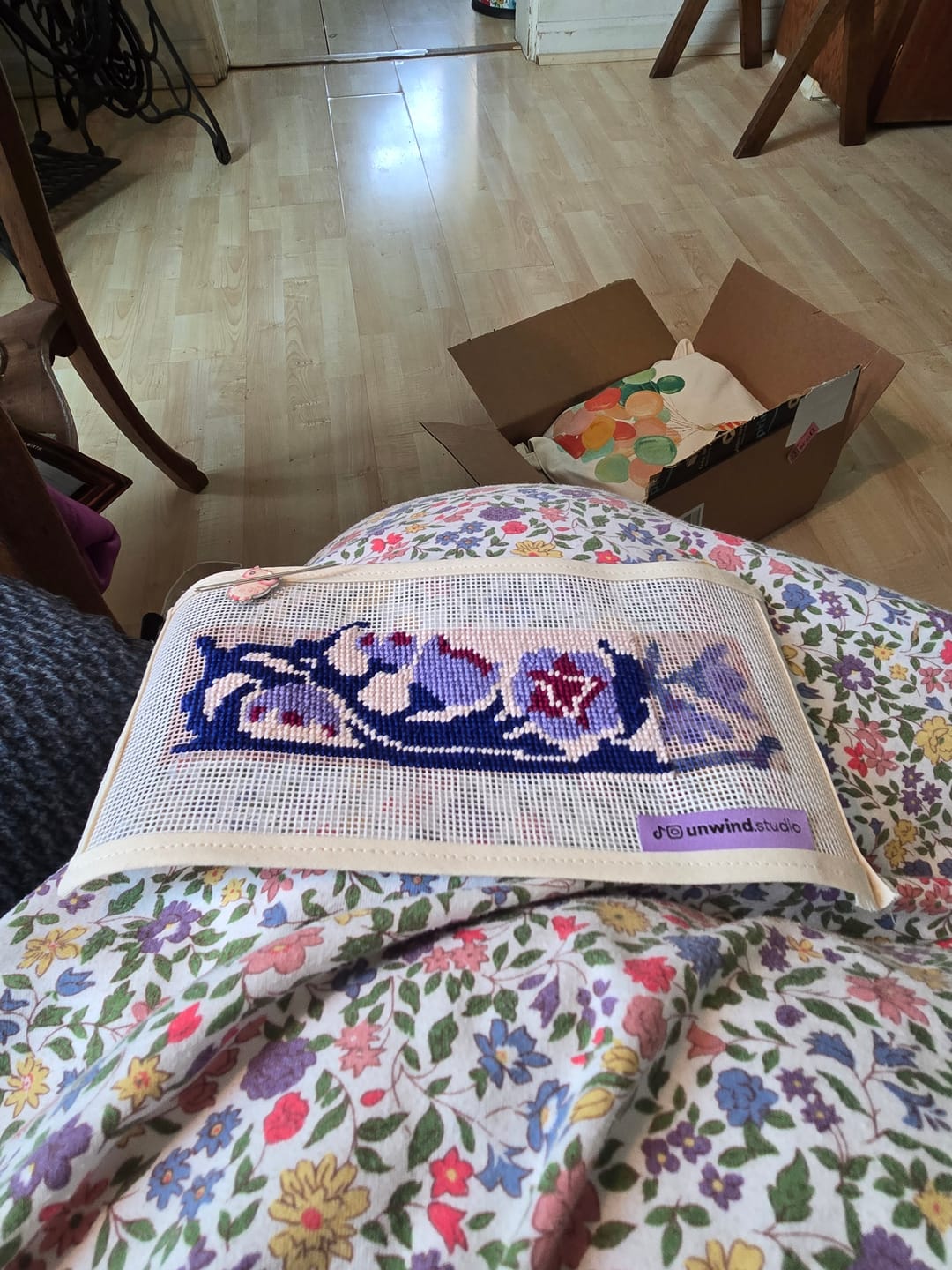 Customer photo review of Bluebell Bookmark Needlepoint Kit