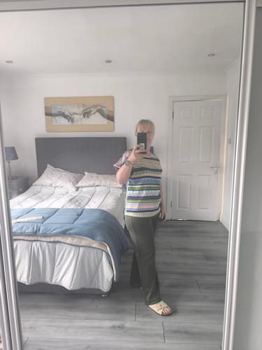 Customer photo review of Raelynn Navy Aztec Short Sleeved Top