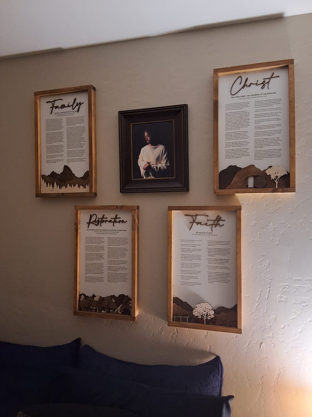 Customer photo review of 4-Piece Framed LDS Proclamation Signs With Beautiful Multi-layered Scenes