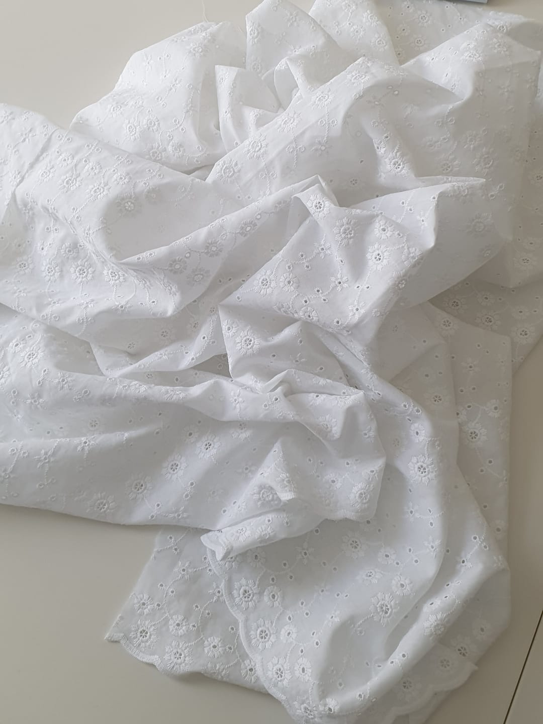 Customer photo review of Ethereal Blossom White Embroidered Cotton Fabric #14