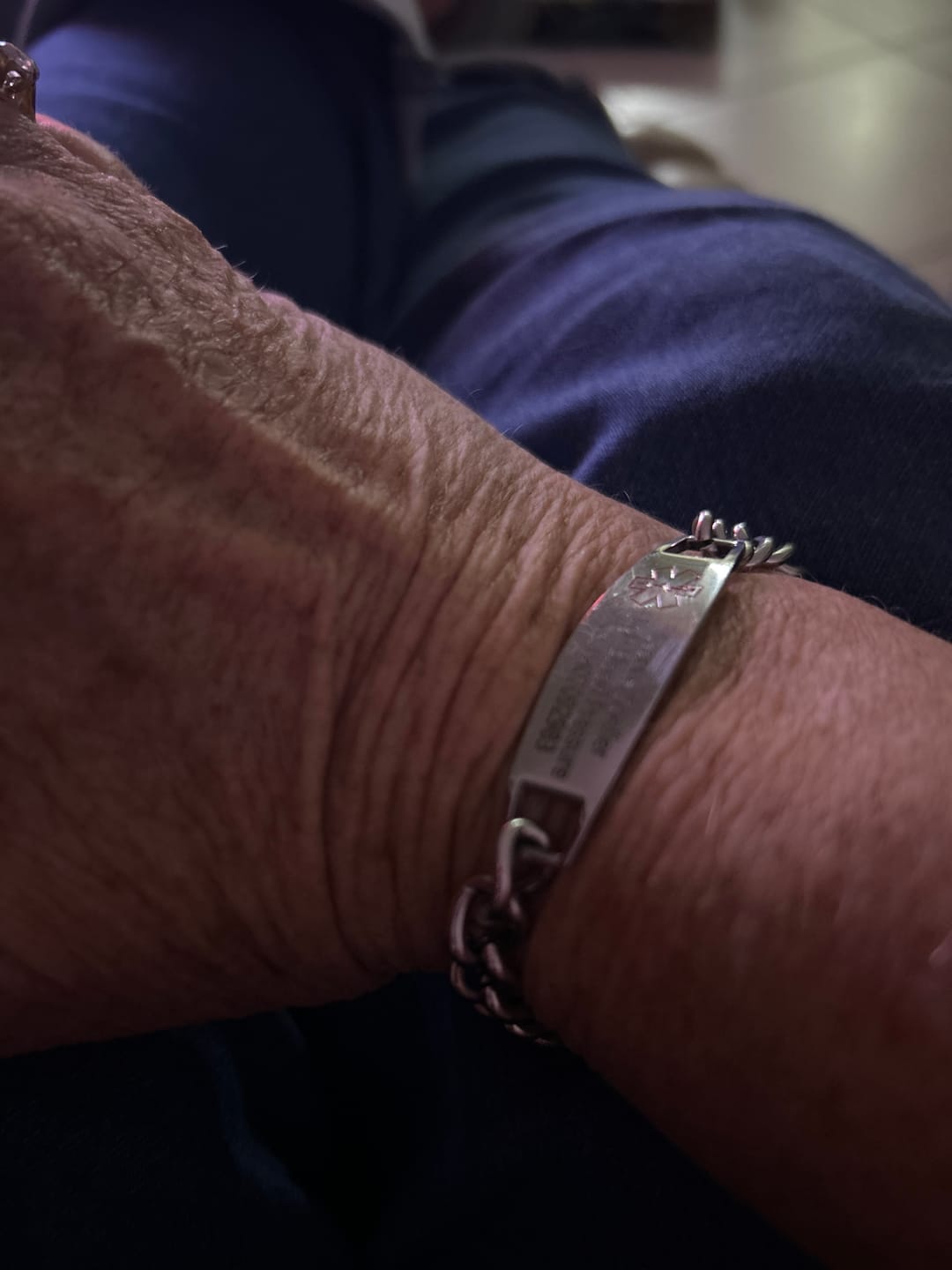 Customer photo review of Personalised Medical Alert Chain Bracelet