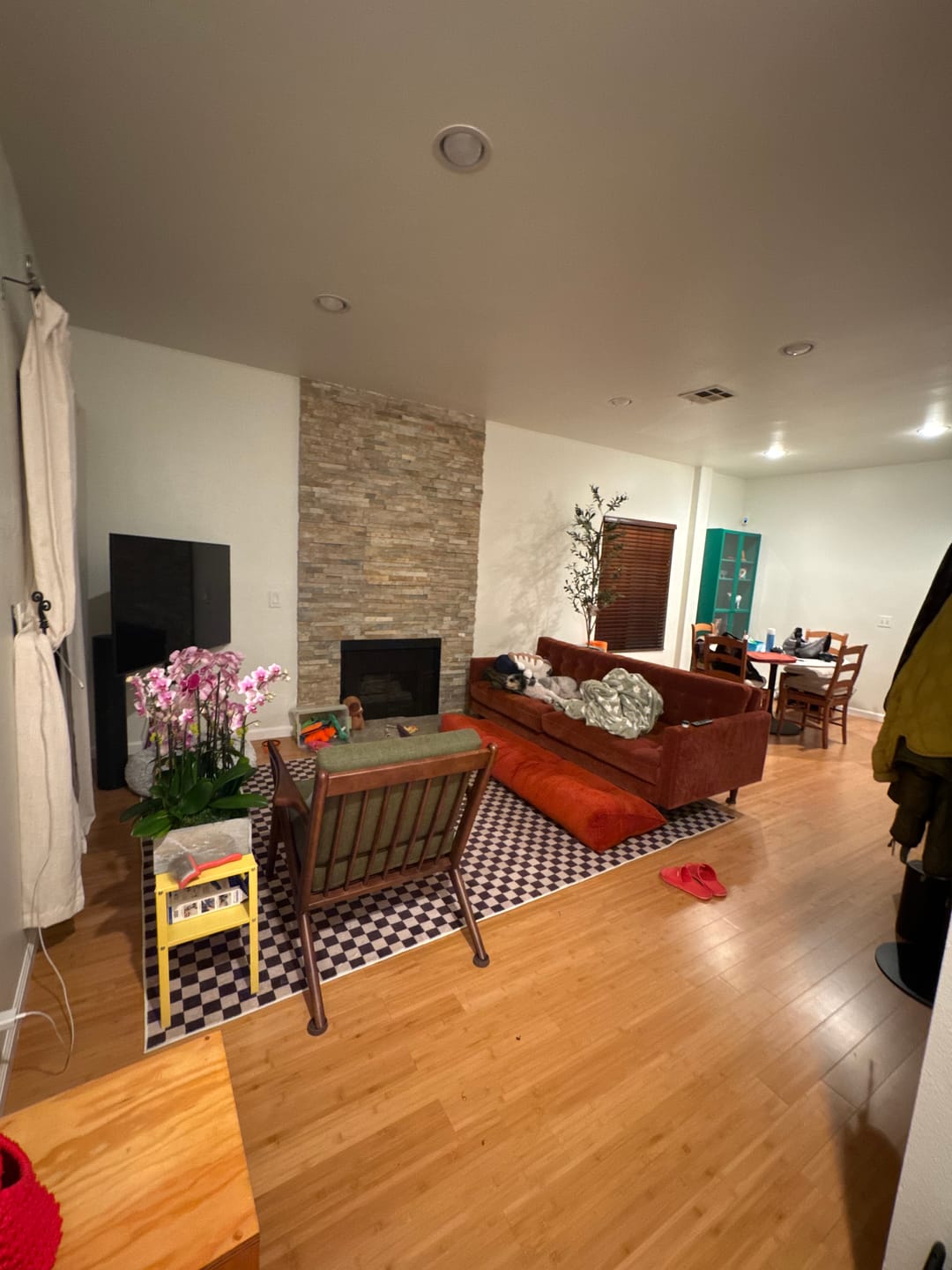 Customer photo review of Chocolate Brown Checkered Rug