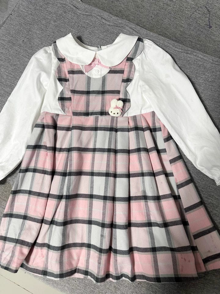 Customer photo review of Dave&Bella Girls Autumn Sweet Cotton Pink Grey Plaid A-line Princess Dress