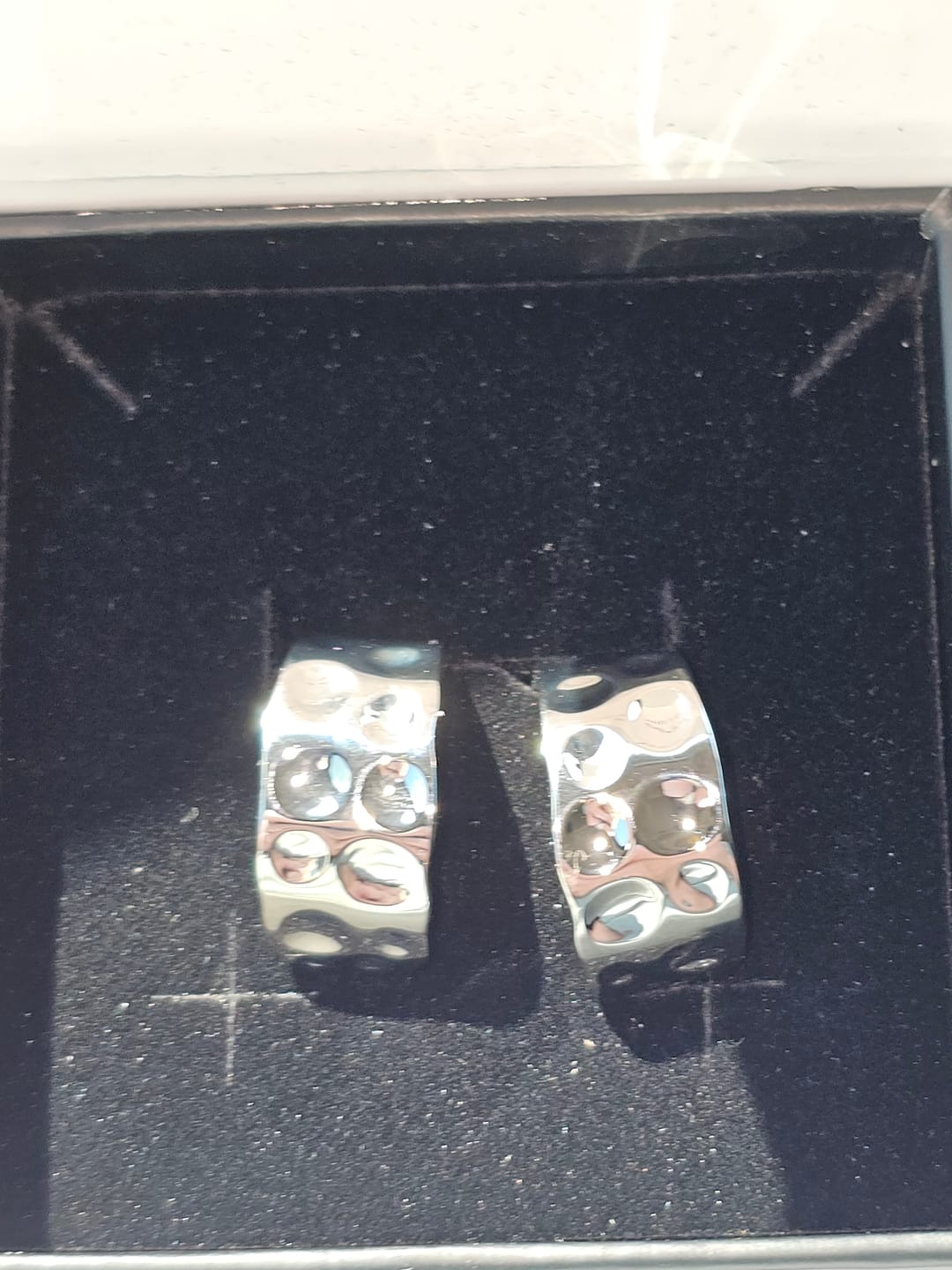 Customer photo review of Letty 18k White Gold Plated 21mm Half Hoop Earrings