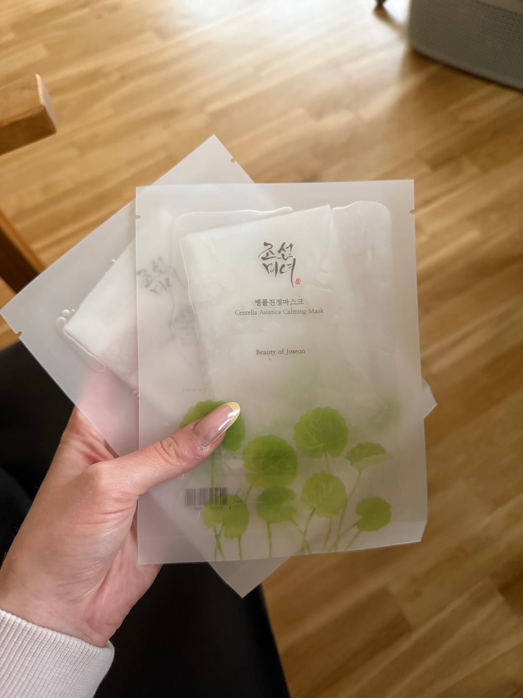 Customer photo review of Nomierinoša auduma maska ar Āzijas centellu Beauty of Joseon Centella Asiatica Calming Mask