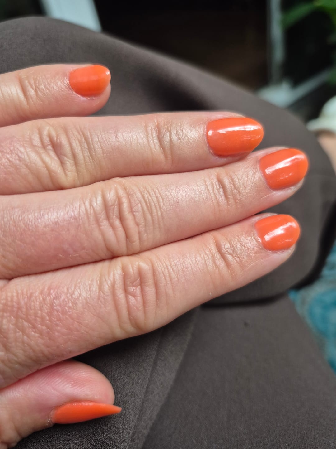 Customer photo review of Neon Orange Dipping Powder