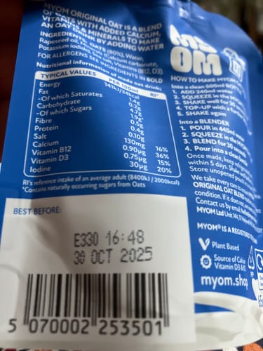 Customer photo review of MYOM 500ml Oat Milk Value Bundle