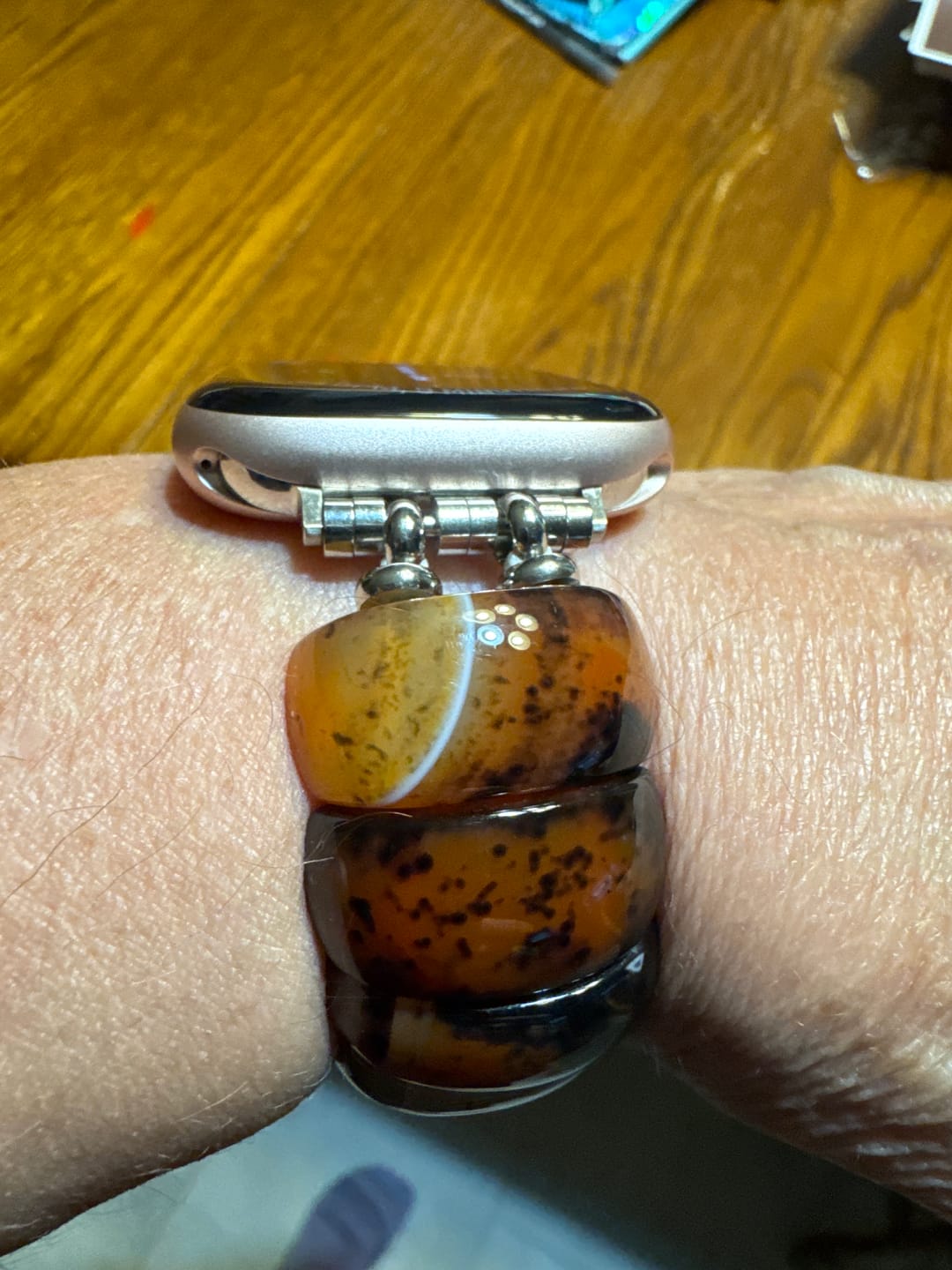 Customer photo review of Bohemian Onyx Elegance Stretch Apple Watch Strap