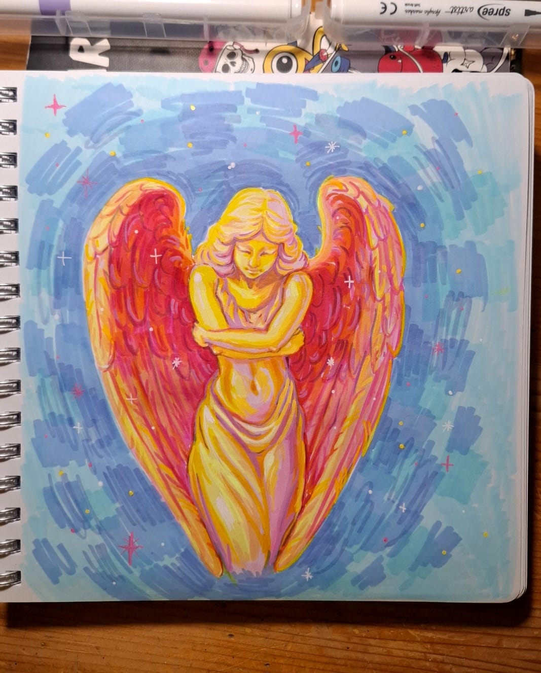 Customer photo review of Ohuhu Paper-friendly (No Peeling) Markers Water-based 60 Colors