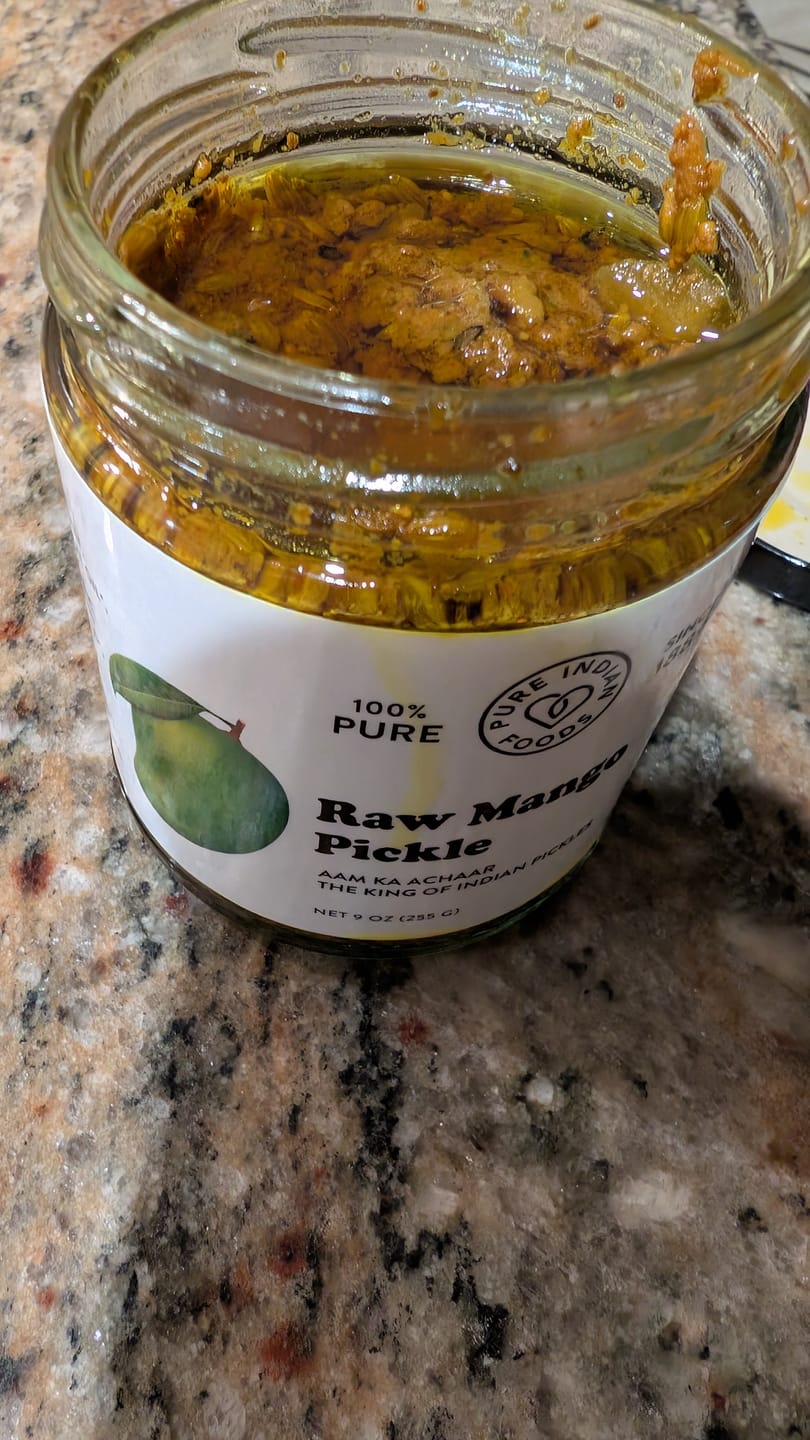 Customer photo review of Indian Raw Mango Pickle - Limited Edition Seasonal Item - 9 oz