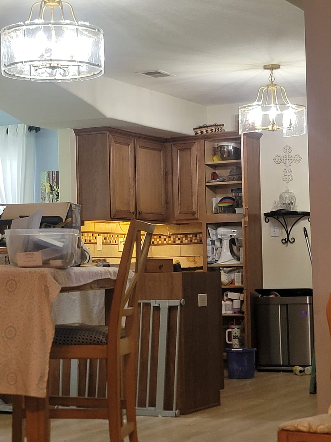 Customer photo review of Modern Brass 6-Light Rippled Glass Drum Pendant