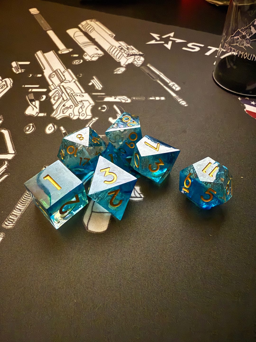 Customer photo review of Shape of Water Sharp-Edged Resin Dice Set