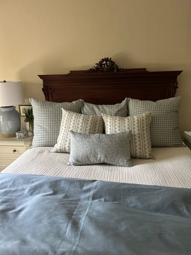 Customer photo review of Dusty blue Gingham-Double Sided-18" | 20" | 22" | 26"