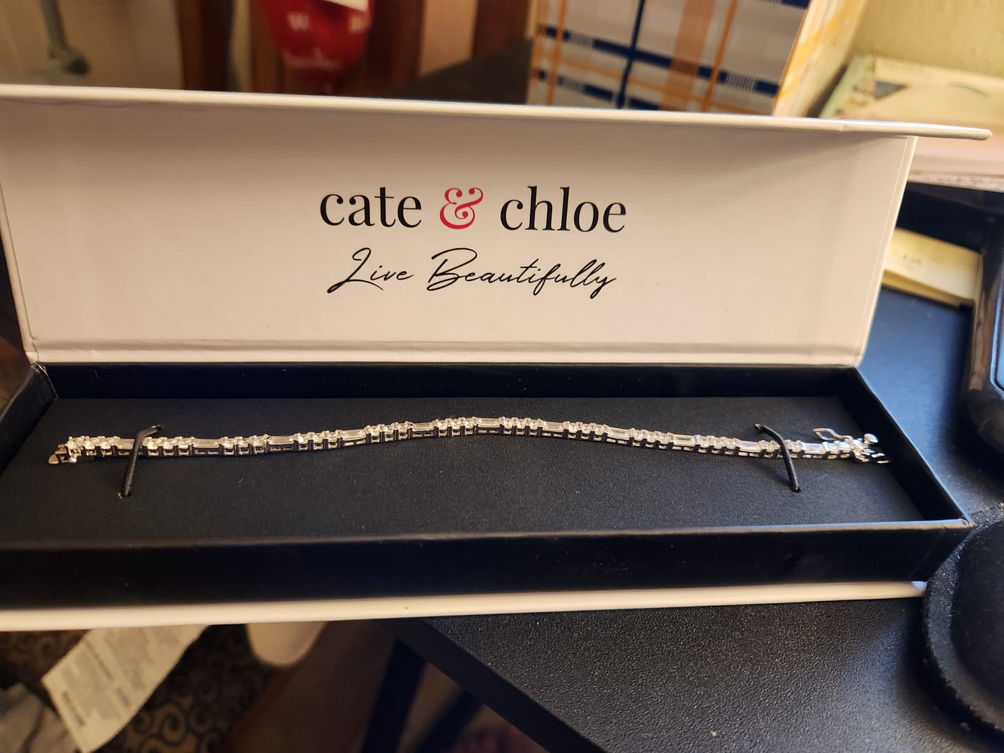 Customer photo review of Adrianna 18k White Gold Plated Tennis Bracelet with Simulated Diamond Crystals