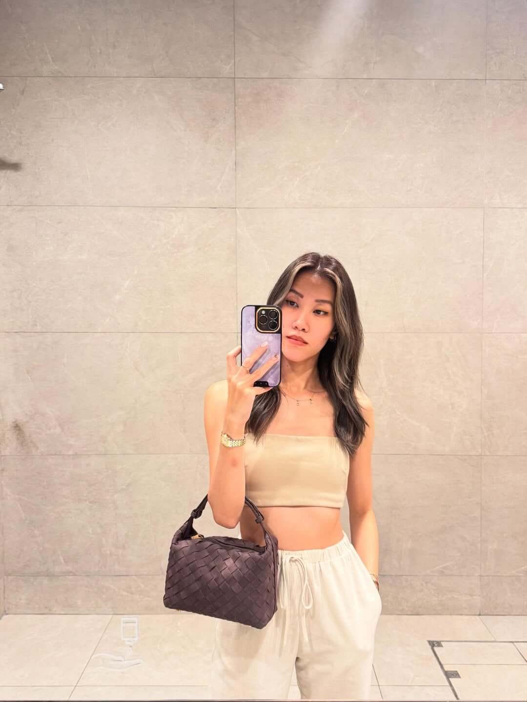 Customer photo review of Mica Woven Suede Leather Bag
