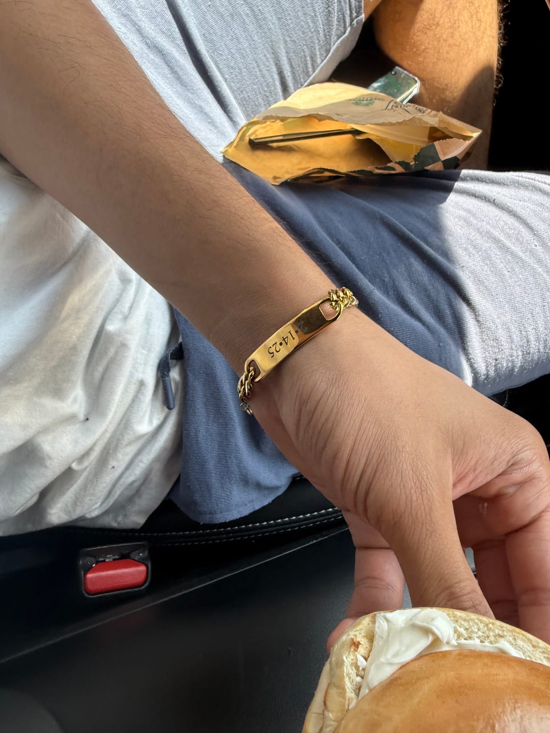 Customer photo review of Engraved Bar Cuban Link Bracelet