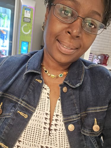 Customer photo review of Solstice Gemstone Necklace Gold