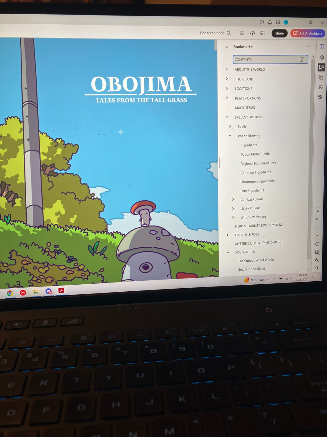 Customer photo review of Obojima: Tales from the Tall Grass PDF (Instant Download)