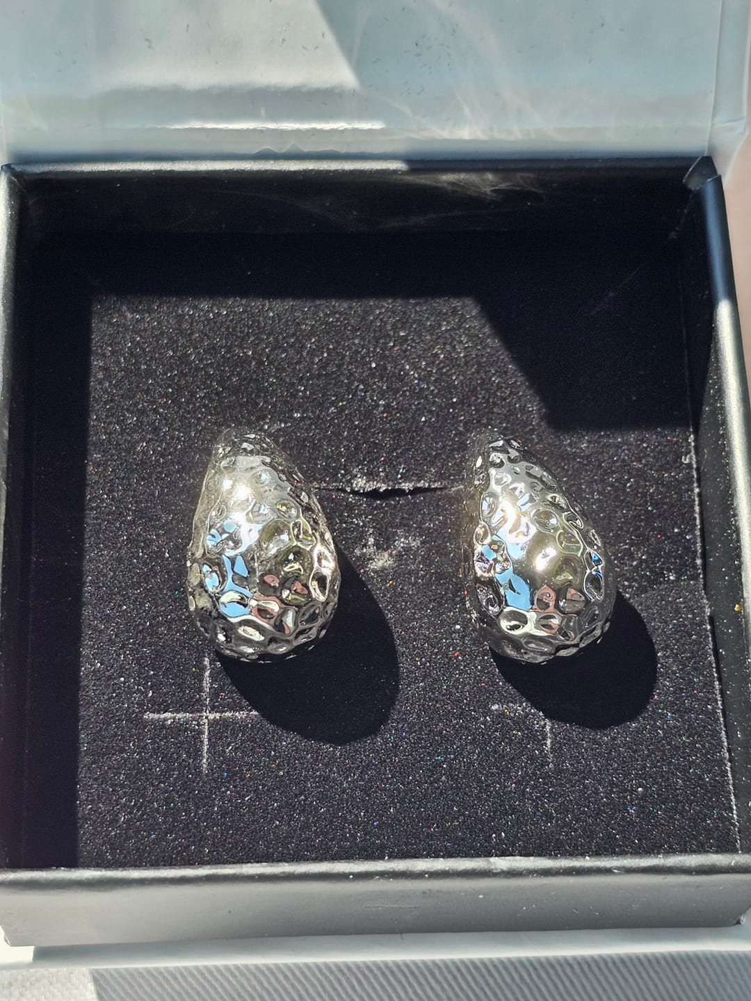Customer photo review of Candice 18k White Gold Plated Teardrop Stud Earrings