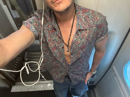 Customer photo review of Chemise rétro années 70 en coton Paisley Vintage pour homme