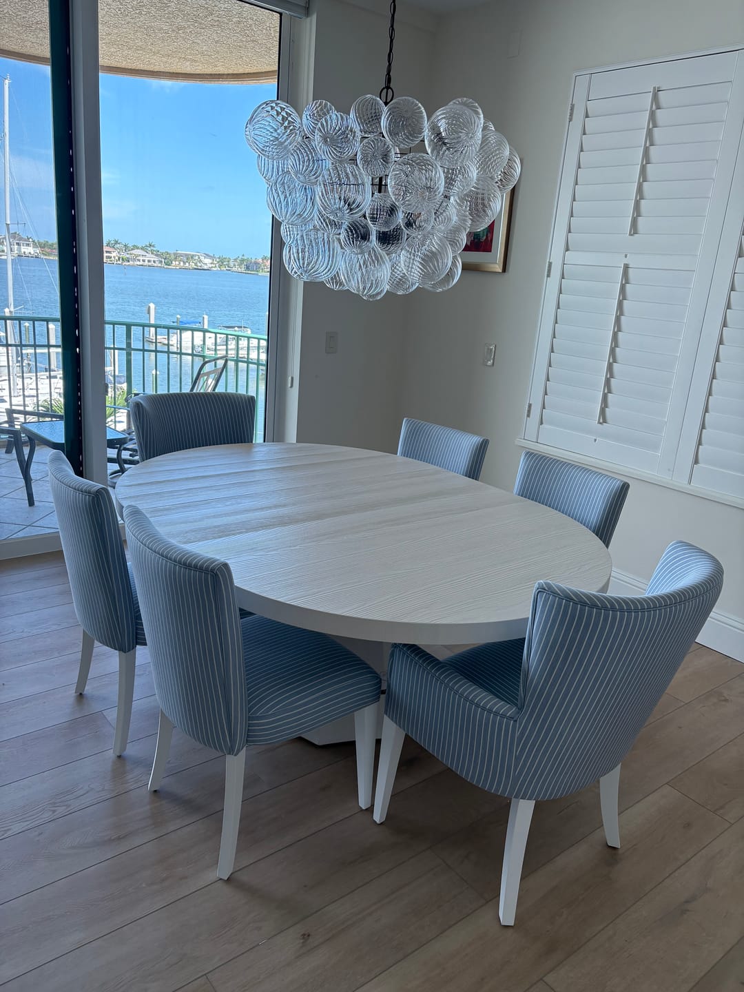 Customer photo review of Brass Cluster Ribbed Glass Globe Bubble Chandelier