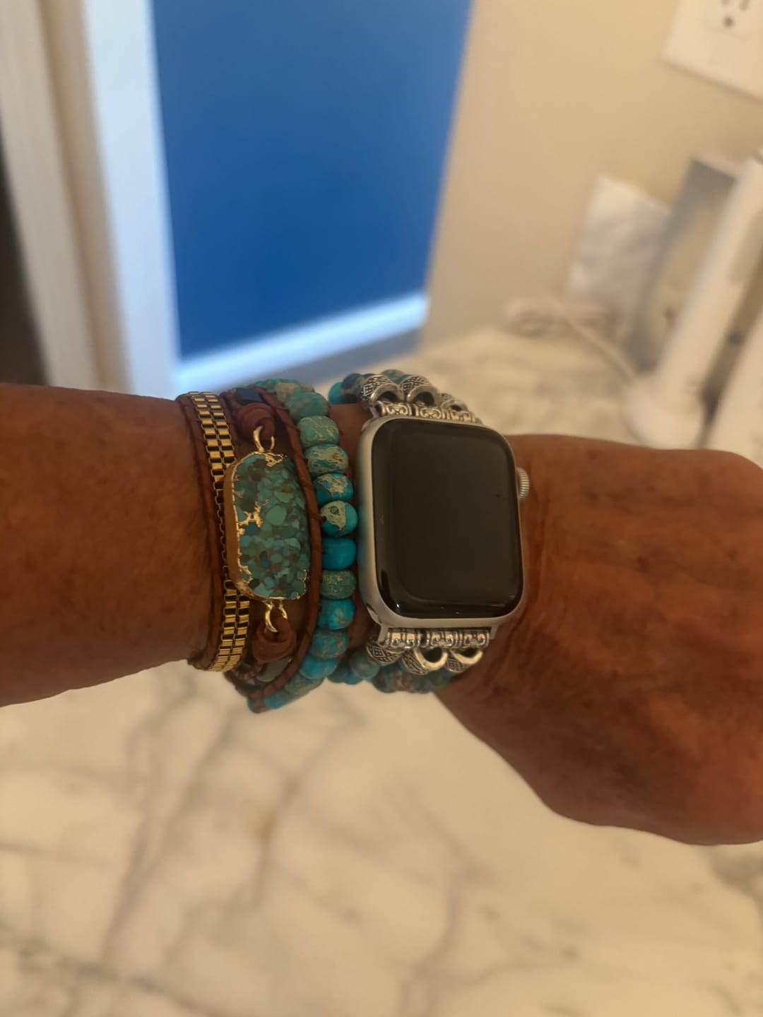 Customer photo review of Turquoise Calming Energy Wrap Bracelet