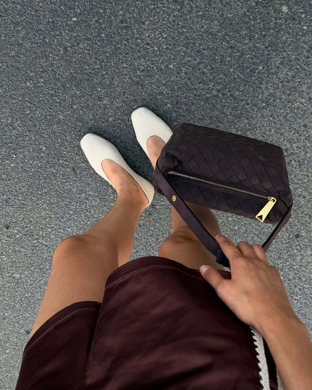 Customer photo review of Mica Woven Suede Leather Bag
