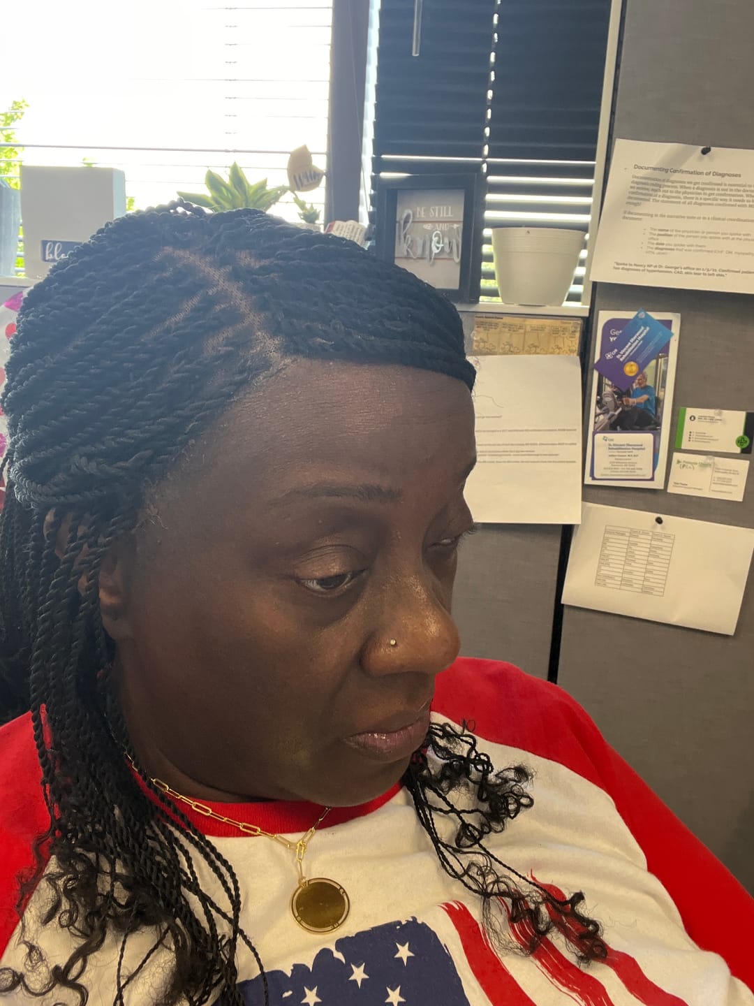 Customer photo review of Tina - Senegalese Mini Twist Braided Wig 14" Full Hand-tied Swiss HD Lace With Curly Ends - Human Baby Hair