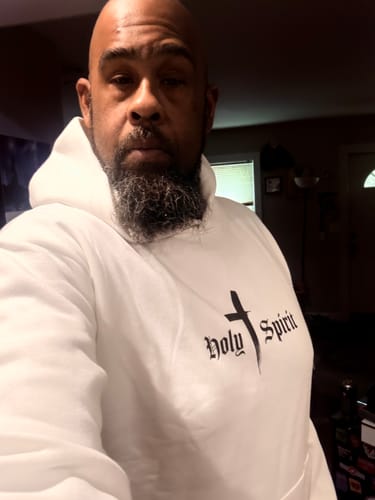 Customer photo review of Holy Spirit Comfort Hoodie