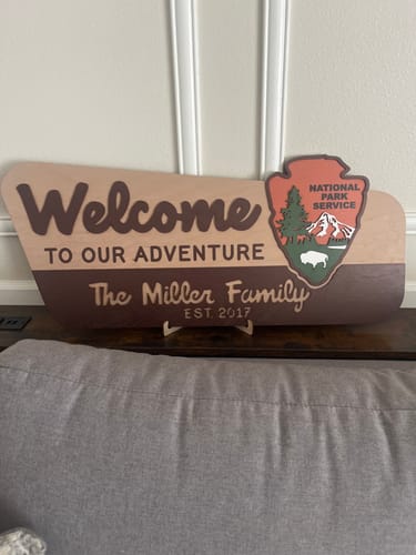 Customer photo review of 3D National Park Service Family Name Welcome Sign (Bison Design)