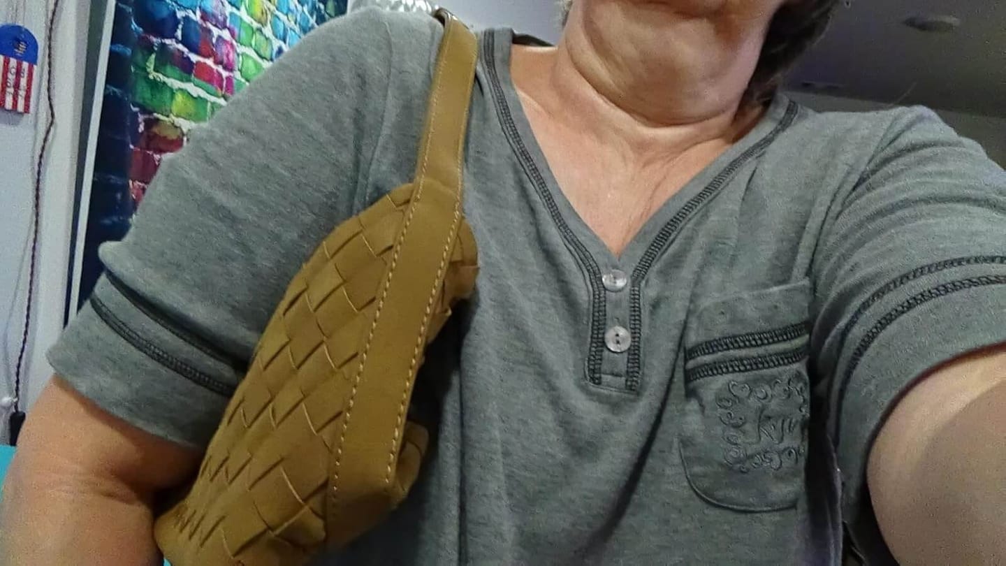Customer photo review of Mica Woven Suede Leather Bag