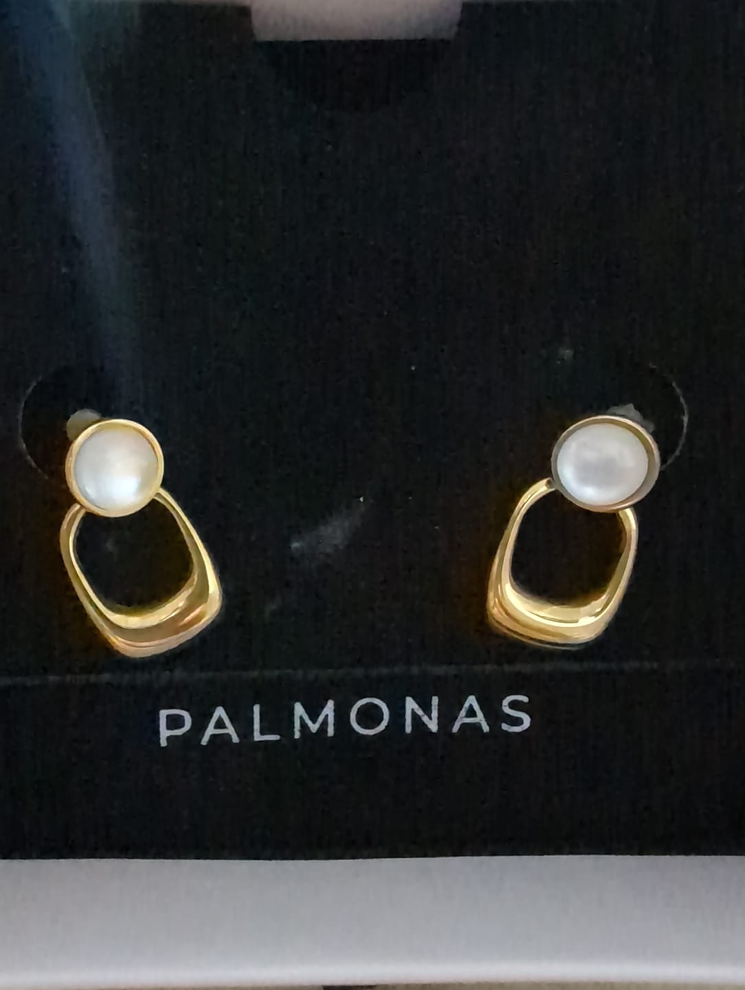 Customer photo review of Classic White Stone Gold Drop Earrings
