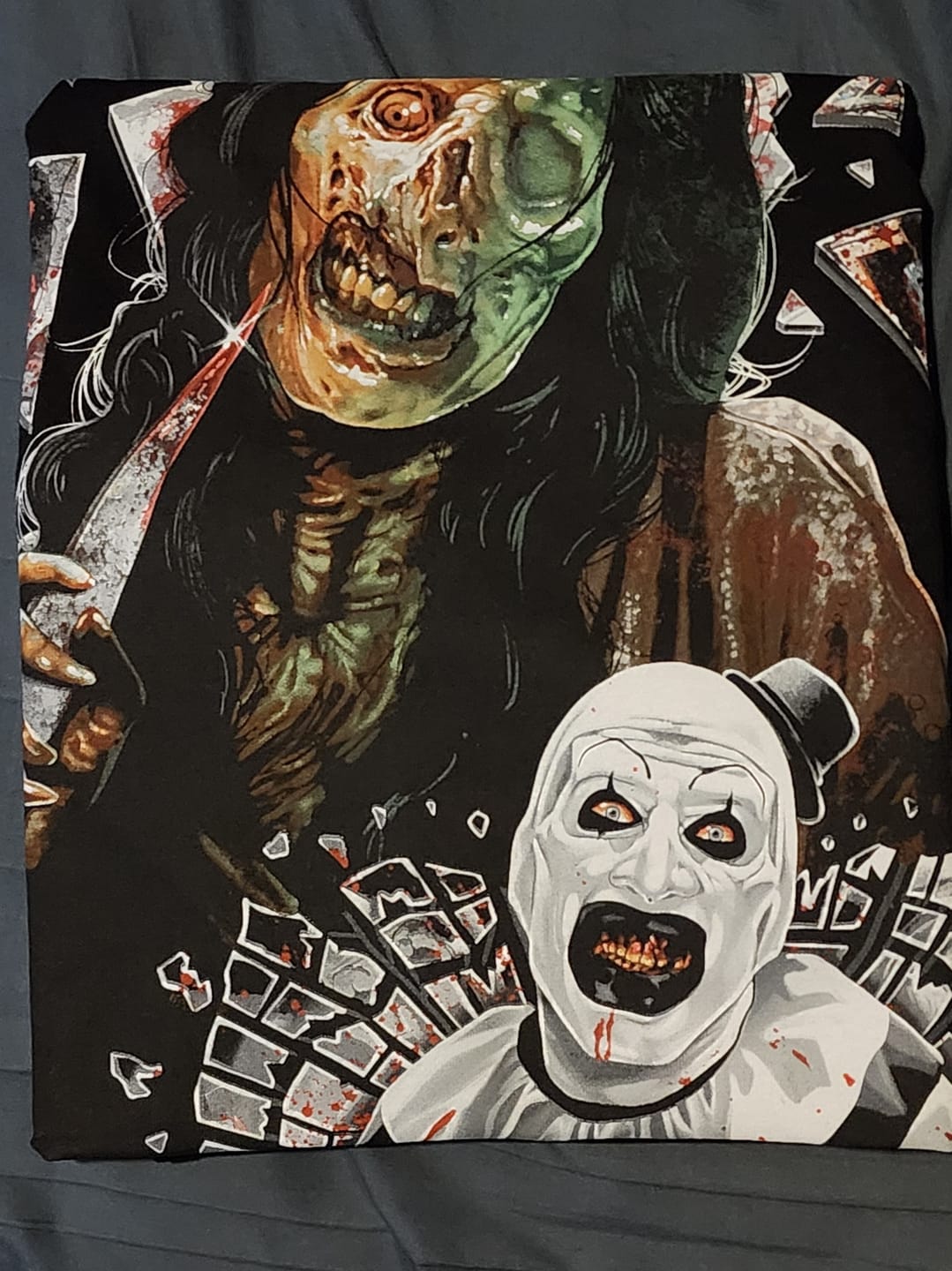 Customer photo review of Terrifier 3 Glass Act T-Shirt