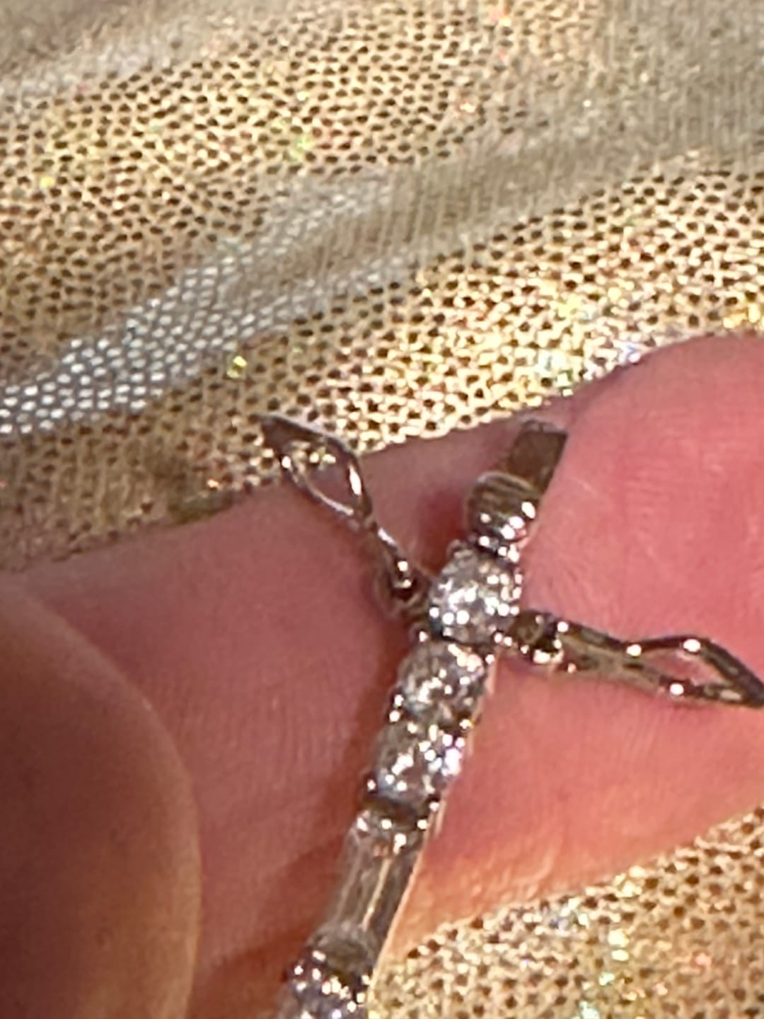 Customer photo review of Adrianna 18k White Gold Plated Tennis Bracelet with Simulated Diamond Crystals